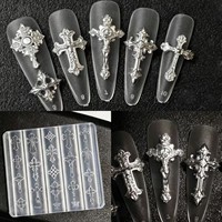 Moule à ongles en silicone 3D motif croix gothique, moule à ongles punk sombre, moule en silicone pour nail art avec motif croix en relief