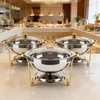 Fourneau de buffet rond en acier inoxydable doré pour hôtels, restaurants et banquets, chauffe-alcool en libre-service, pour l'approvisionnement transfrontalier