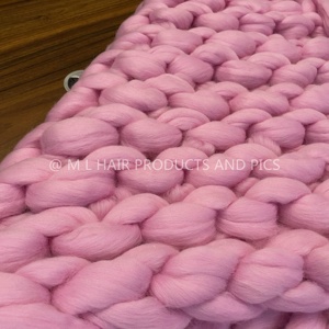100% मेरिनो ऊन चंकी नरम Roving यार्न कंबल भारी हाथ बुनाई विशाल कंबल - Product Image 6