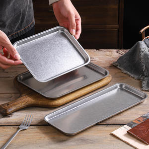 Bandejas Retro de Acero Inoxidable para Almacenamiento de Alimentos, Platos Planos para Barbacoa y <span class=keywords><strong>Sushi</strong></span>, Bandeja para Pan y Repostería, Plato para Frutas y Verduras de Cocina - Product Image 2