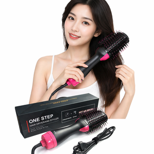 <b>Hot</b> Selling Ceramic Ionic Hair Straightener <b>Comb</b> & Brush with Plastic Handle Electric 2-in-1 Iron for Negative Curling - Product Image 1