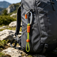 Porte-clés en aluminium en forme de D avec cordon en paracorde, logo personnalisé, anneau porte-clés en métal, cadeau de camping en plein air, multicolore