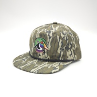 Casquette Trucker Ajustable Souple à 5 Panneaux en Popeline Brodé Motif Camouflage Léopard et Fruits, Style Vintage Sportif Oxford, Non Structurée