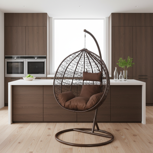 Fauteuil suspendu moderne pour extérieur, balançoire œuf, chaise cocon de jardin avec support métallique - Product Image 6