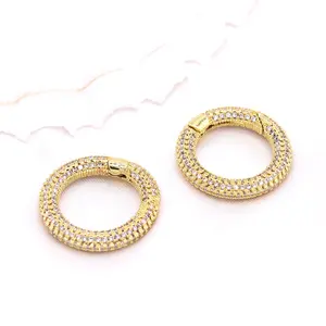 High Quality Gold Plating CZ Micro Pave Round Shape Clasp