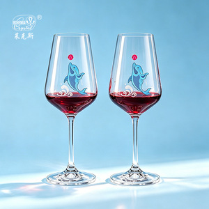Bohemia Crystal Wine Glasses 301-400ml Dolphin Design Party Use - Product Image 1