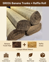 Rouleau de raphia naturel rustique en gros, tissage fin à grille, largeur 1,2 m, tissu mural en fibre biodégradable tissé à la main, léger