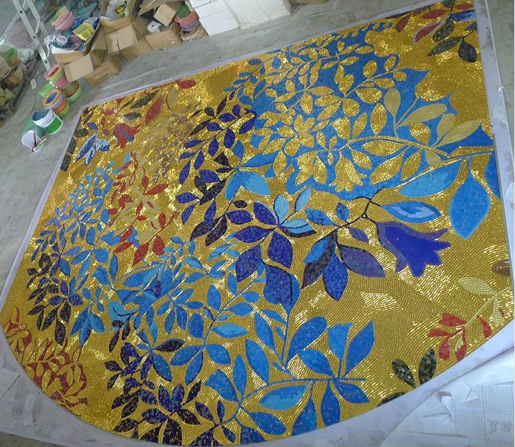 Glass Mosaic Tiles Leaf Pattern Picture Wall Panels for Interior ...