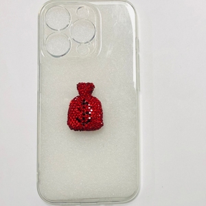 Bonne année Bling rouge plein strass cerise Dollar signe argent sac breloques papillon artisanat bricolage coque de téléphone indésirable décor - Product Image 5