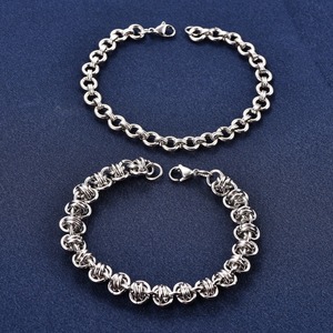 Pulsera de cadena de eslabones redondos gruesos de acero inoxidable para mujer y hombre, estilo punk, color plata, para tobillo o muñeca, joyería metálica - Product Image 3