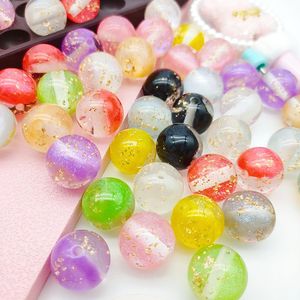 51138 Großhandel Clear Shinny 16mm runde glas ähnliche Lampwork Goldfolie gefüllt lose Perlen Harz DIY Perlen für Schmuck Stift herstellung - Product Image 4
