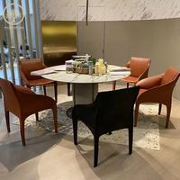 Ensemble de chaises de salle à manger de luxe à accoudoir unique, 6 chaises, cuir synthétique, appartement moderne, usage commercial, table de salle à manger