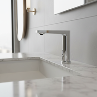 Robinet de lavabo automatique sans contact en acier inoxydable 304, finition chromée, design moderne, pour salle de bain et hôtel, économie d'eau, céramique