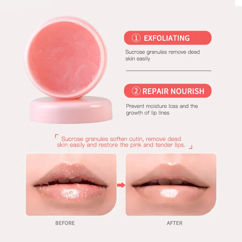 Lipscrub toptan özel Logo özel etiket aydınlatıcı doğal nemlendirici Exfoliator organik Vegan pembe dudak fırçalayın dudaklar