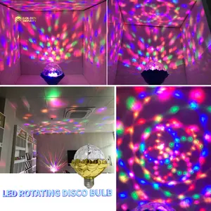 Bombilla Led giratoria para discoteca, luz RGB E27 para decoración de Navidad, BOLA MÁGICA dorada Diwali, luz de ambiente para escenario