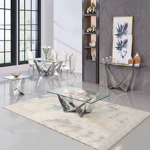 Muebles de Comedor, Mesas y Sillas de Acero Inoxidable, Juego de Mesa de Comedor de Vidrio Templado Estilo Francés - Product Image 4