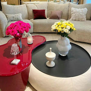 โต๊ะกาแฟสลอธสีแดงสไตล์วินเทจหรูหราโต๊ะวางชาทรงกลมทำจากไฟเบอร์กลาสโต๊ะห้องนั่งเล่นกลางแจ้งเฟอร์นิเจอร์ในร่ม - Product Image 4