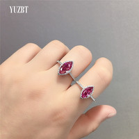 Bague en argent 925 avec diamant de 1 à 2 carats, taille brillant, testée, forme œil de cheval rose, moissanite, cadeau de mariage, bijoux fins