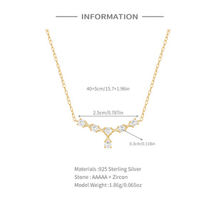 <b>CANNER</b> 925 Sterling Silver Hypoallergenic studded Cubic Zircon Simple Minimalist Women Necklace - Product Image 5