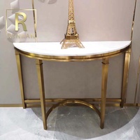 Tables consoles de luxe en demi-lune, cadre en métal doré imitation marbre, pour hôtel, lieux publics, hall d'entrée, meubles de maison