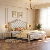 Lit en bois massif de conception nouvelle, luxe léger, lit double queen-size de 1,8 m, lit simple moderne simple avec rangement