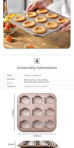Plats de cuisson en acier <span class=keywords><strong>au</strong></span> carbone antiadhésifs de forme personnalisée moules de cuisson à 9 cavités pour gâteau plaque à biscuits four de cuisine plateau d'ustensiles de cuisson - Product Image 5