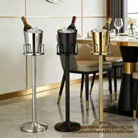 Seau à glace en acier inoxydable de style européen pour bar et KTV, avec support à vin sur pied haut, design nordique minimaliste et créatif sur le thème de l'élanchet