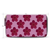 Dompet Koin Hawaii Tempat Kartu Identitas dengan Desain Bunga Hau, Kulit PU Anti Air, Cetak Kustom, Dompet Panjang Wanita dengan Ritsleting