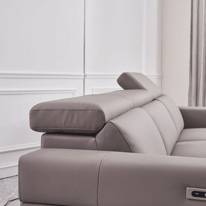 Ensemble de <span class=keywords><strong>canapé</strong></span> inclinable <span class=keywords><strong>électrique</strong></span> 3 places en cuir véritable <span class=keywords><strong>microfibre</strong></span> moderne avec cadre en bois avec appui-tête - Product Image 5