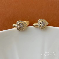 Hartvormige CZ Chunky Hoop Stud Oorbellen Goud Zilver Koper Pave Zirconia Hart Geribbelde Buis Oorbellen voor Vrouwen Feest Valentijn Sieraden