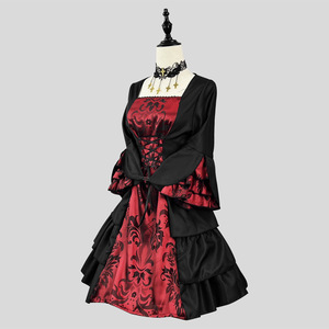 European Style Court Dress Plus Size Red Black Gothic Cosplay Costume For Halloween Drama Role Playing - Product Image 1
