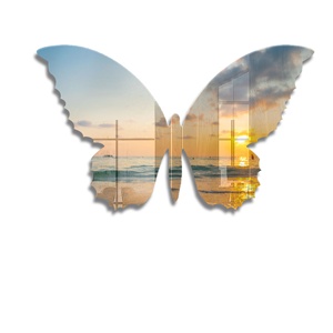 Moderno irregolare intagliato a forma di farfalla Decor Picture soggiorno dipinti paesaggistici <span class=keywords><strong>tramonto</strong></span> in mare dipinti in resina stampe da parete - Product Image 3