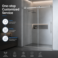Porte de douche coulissante en verre clair de 8 mm avec cadre en aluminium doré satiné sur mesure, fermeture douce, luxe, salle de bain