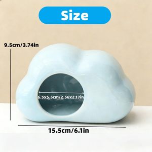 Niche en céramique en forme de nuage bleue XL, lit rafraîchissant pour hamsters nains, souris et gerbilles - Product Image 4