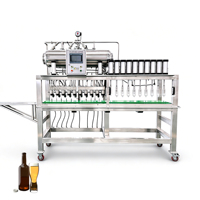 Remplisseuse et Bouteilleuse Semi-Automatique 10 Têtes Isobare pour Bouteilles en Verre, Bière, Kombucha, Champagne, Boissons Gazeuses, 500 BPH, Équipement pour Bouchons Couronne