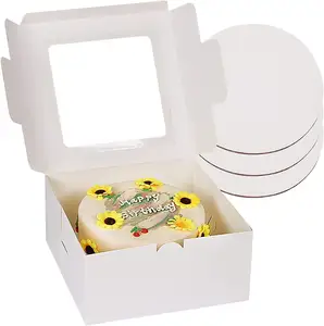 Groothandel Custom 10 Inch Taartdozen Met Cake Boards 20 Sets 10X10X5 Inch Witte Bakkerij Cake Dozen Voor Voedsel