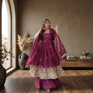 Vestido de Fiesta Largo hasta el Tobillo para Mujer, Diseño Nuevo de TENNECY, Estilo Elegante, Material de Seda Crepé Natural con Bordado - Product Image 1