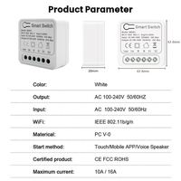 Mini commutateur intelligent à 2 voies pour bricolage, domotique intelligente, prend en charge le commutateur Wifi intelligent 10a/16a Tuya