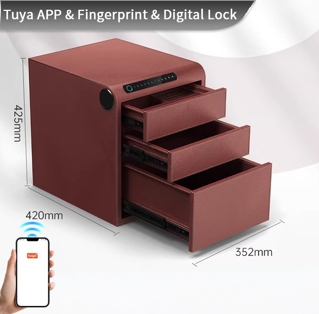 CEQSAFE Smart WIFI TUYA APP 3- Layers Increase Deluxe Safe Household Fingerprint Digital Home Use Jewelry Security Drawer Safe