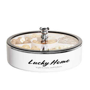 Lucky Home Circular Fruit Tray Stainless Steel With Bear Knob For Snacks And Candies Display Storage - Product Image 1