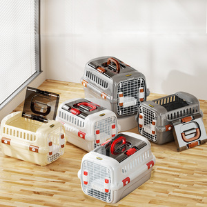 Popocola - Caisse de transport pour animaux de compagnie (chats et chiens) - Portable, respirante, avec poignée - Blanc et rouge - Product Image 3