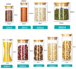 Coperchio di bambù Spezia vaso di <span class=keywords><strong>Vetro</strong></span> E di Alta Borosilicato contenitore di <span class=keywords><strong>Vetro</strong></span> Vasetti di tenuta di vuoto vasetti di <span class=keywords><strong>vetro</strong></span> in cucina - Product Image 2