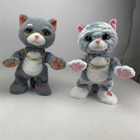 Jouet en peluche chat électrique, simulation de chant parlant, marche, lapin de pâques, jouet interactif pour enfant, cadeau poupée animale