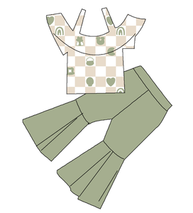 Qingli OEM <strong>St</strong> <strong>Patrick</strong> Kids <strong>Clothing</strong> Bamboo Peplum and Leggings Baby Girl Set - Product Image 2