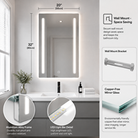 Miroir de maquillage intelligent avec éclairage LED, écran tactile, luminosité réglable, trois couleurs d'éclairage pour salle de bain