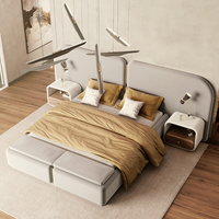 Meubles de chambre d'hôtel modernes en gros : Lit élégant rembourré en bouclette avec détails métalliques minimalistes