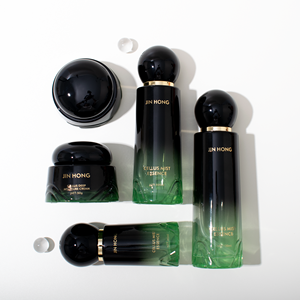 <strong>Luxury</strong> Skincare Packaging Set Gradient Green Glass <strong>Bottles</strong> And Cream Jars For Serum Lotion Toner Essence - Product Image 3