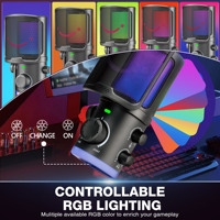 Micrófono USB FIFINE AM6 para Juegos y Streaming, Cableado Tipo C, para Grabación en Computadora, Uso Doméstico, con Efectos de Iluminación RGB