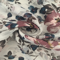Matériau métallique en gros 100% polyester imprimé tissu 75D tissé en mousseline de soie Jacquard impression avec finition douce