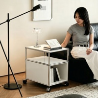 Table basse mobile en acier inoxydable Bauhaus, table d'appoint de salon, chariot de rangement, table d'angle style Instagram